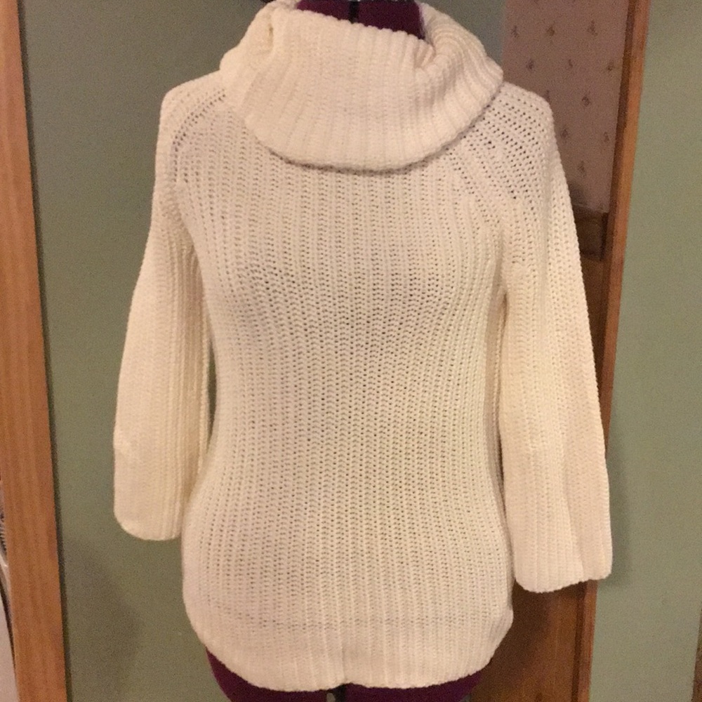 Ann Taylor Loft White Cable Knit Cowl neck sweater